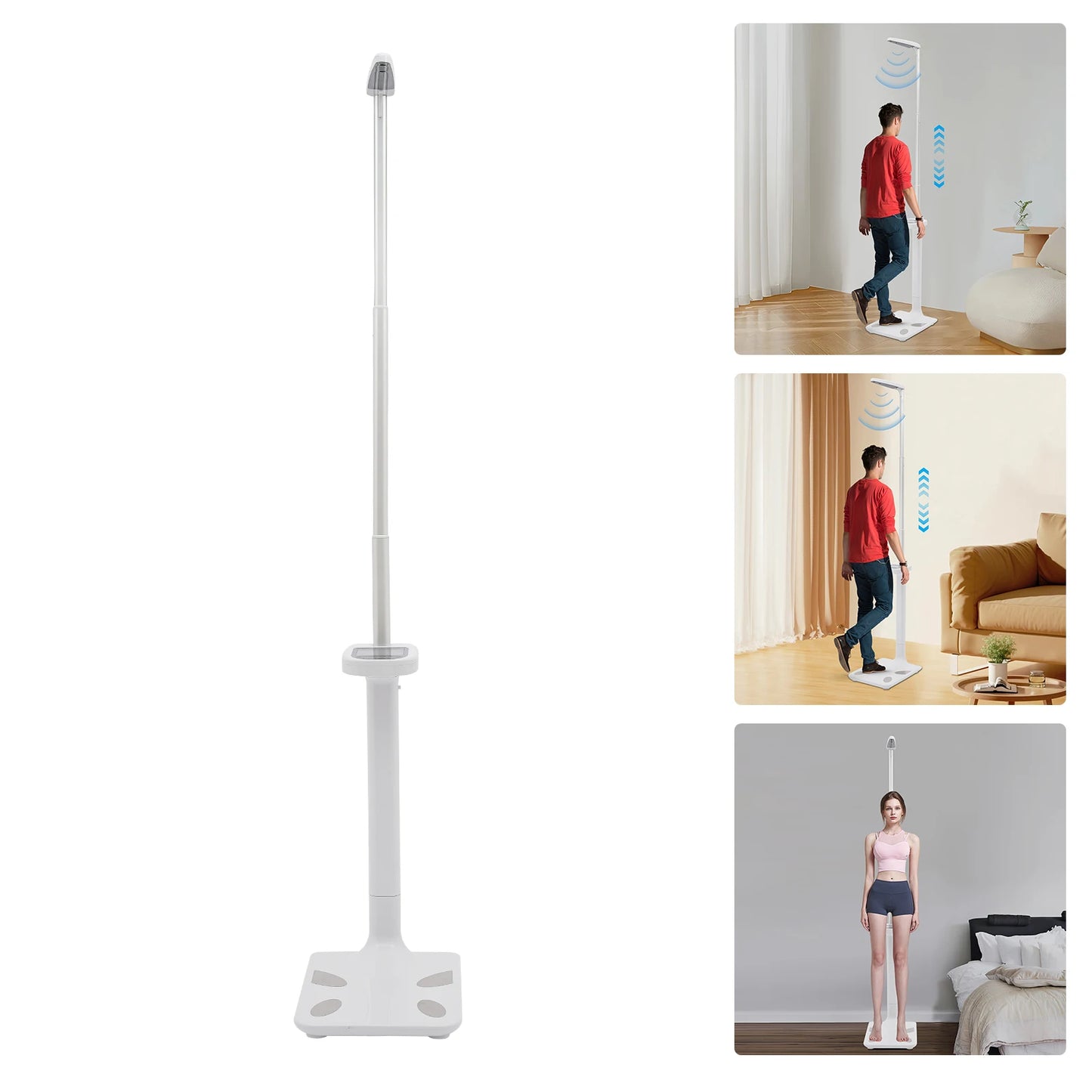 White Multifunction Physician Medical Body Weight Scale, Electronic Height,& Weight Scale, Ultrasonic Height Body Fat Analyzer