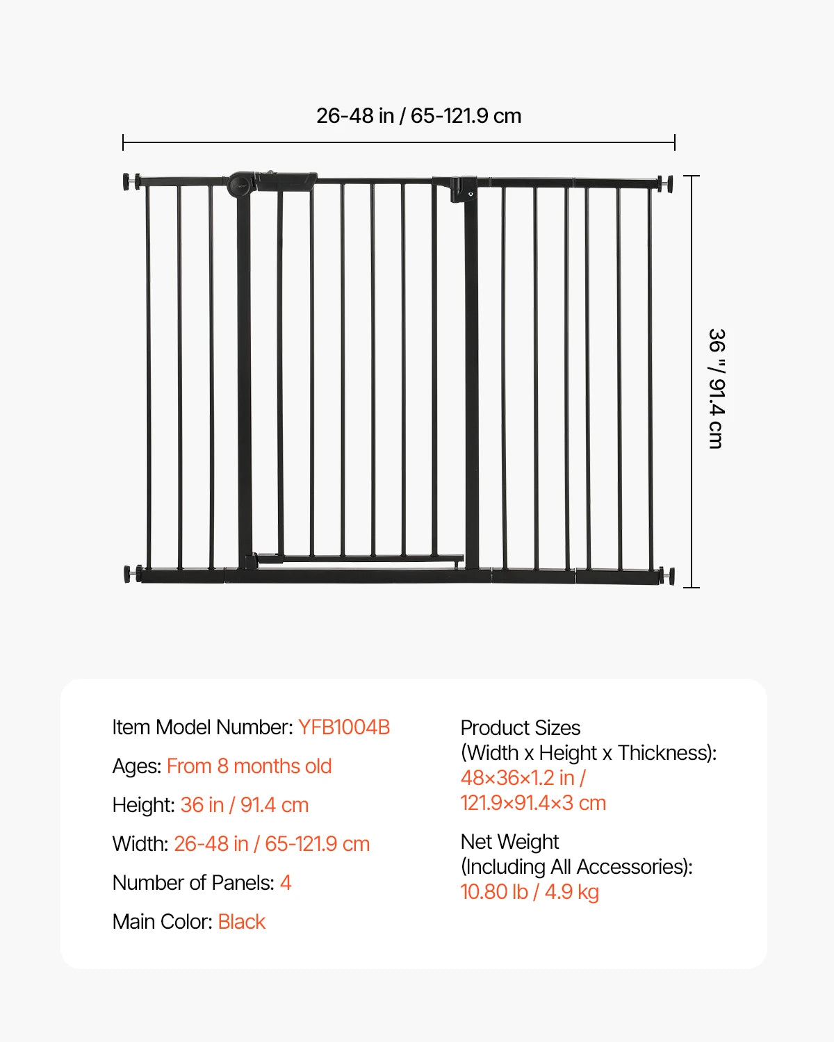Pressure-Mount Walk-Through Pet and Baby Gate