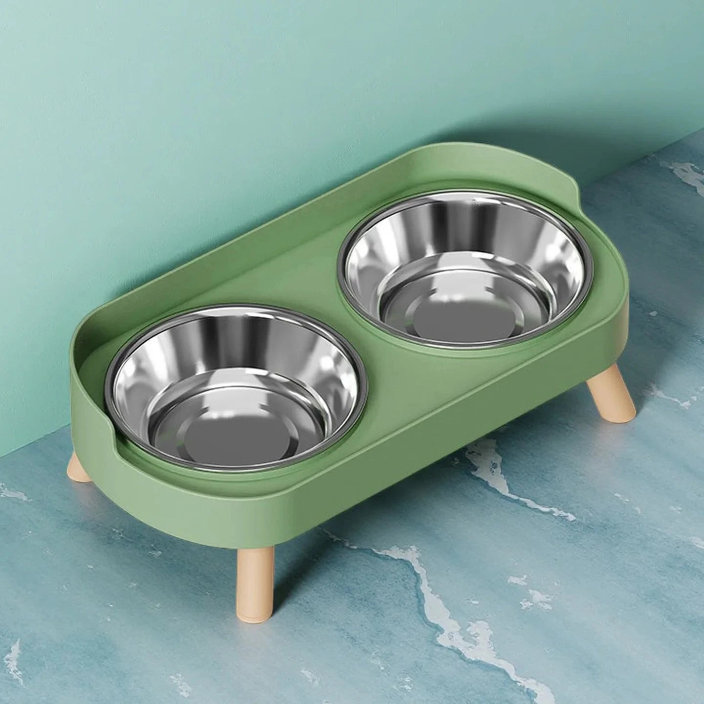 Dopamine Elevated Dual Pet Bowl Cat Dog Medium Capacity Neck Protection Stainless Steel Household Double Bowl Set