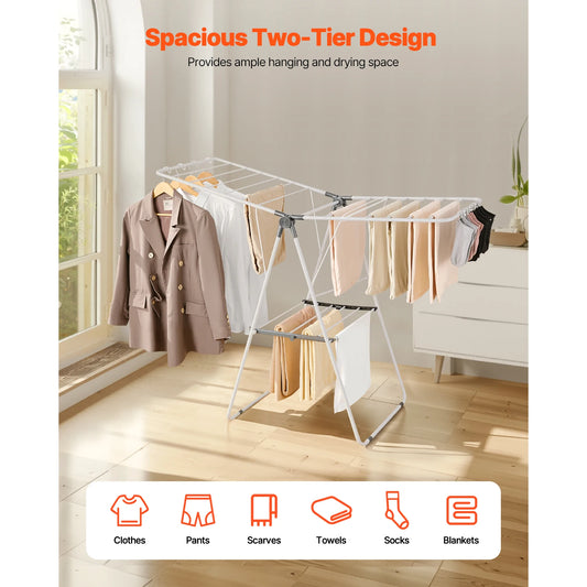 Foldable Adjustable Clothes Drying Rack