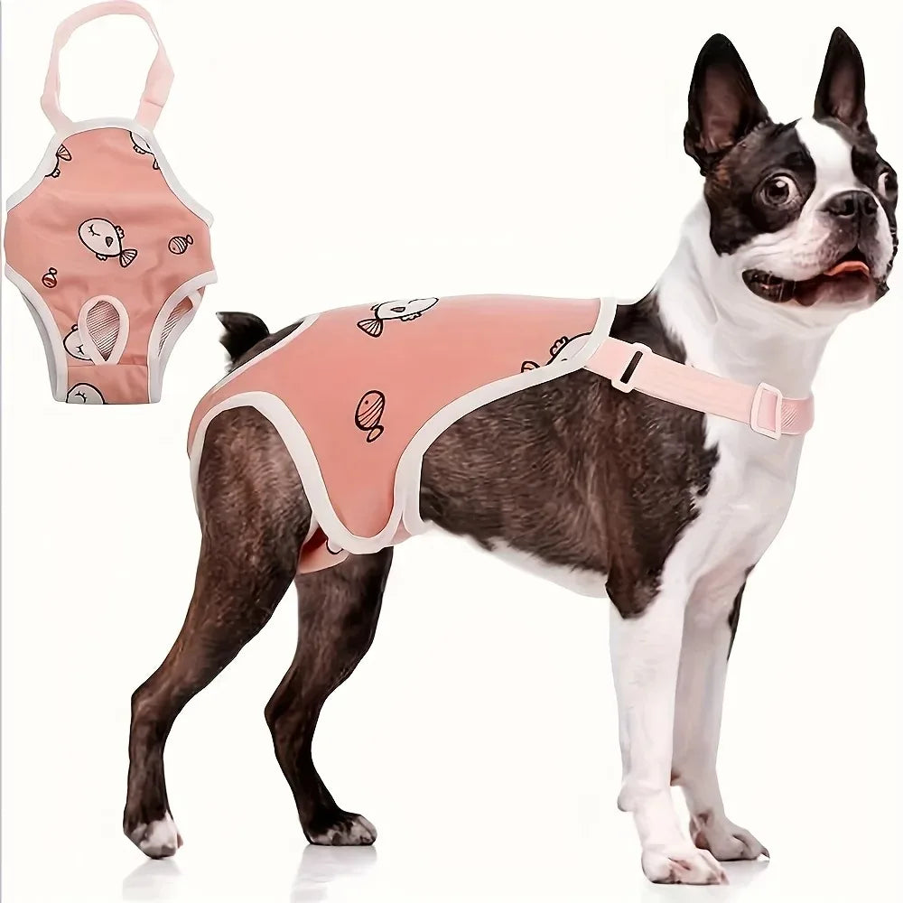 Reusable Female Dog Diapers Washable Adjustable Breathable Mesh Pants with Buckle for Heat Period Incontinence