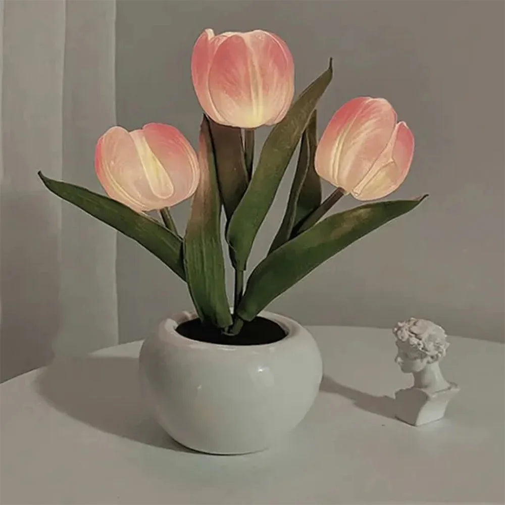 LED Tulip Night Light Lamp For Desk And Room Decor