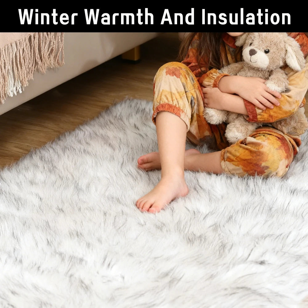 Fluffy Faux Fur Rug For Living Room And Bedroom Washable