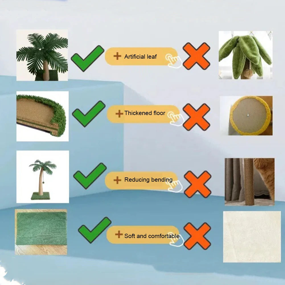 Coconut Tree Cat Scratching Post Interactive Claw Sharpener Sisal