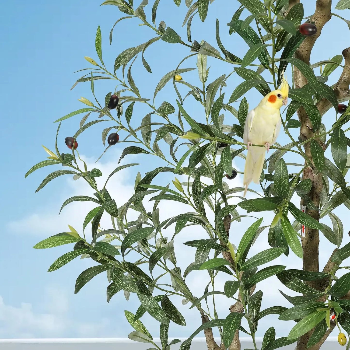 HiMISS Olive Trees Artificial Indoor Tree with White Planter
