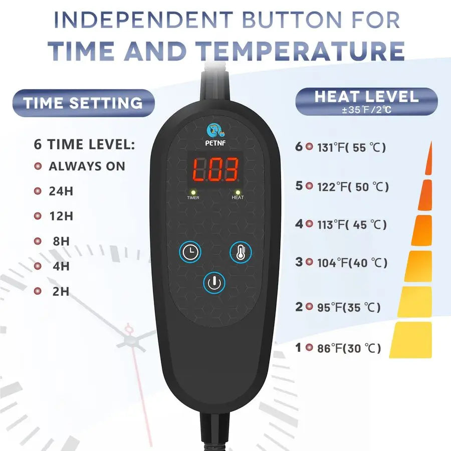 Pet Heating Pad With Temperature Control And Adjustable Timer