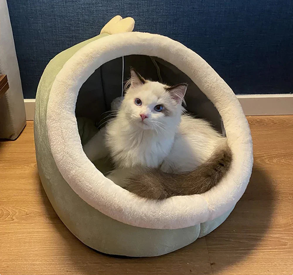 Cozy Cave Cat Bed With Soft Foldable Cushion Machine Washable