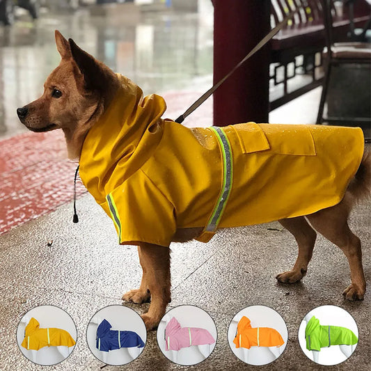 Reflective Hooded Waterproof Dog Raincoat