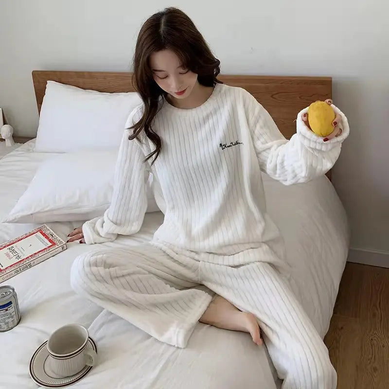 Winter Women's Pajama Set Coral Velvet Padded Homewear
