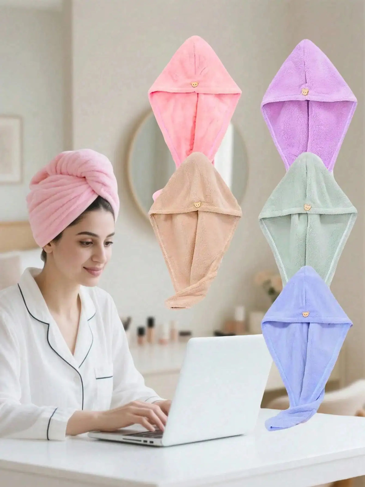 Quick-Dry Coral Fleece Hair Towel Wrap
