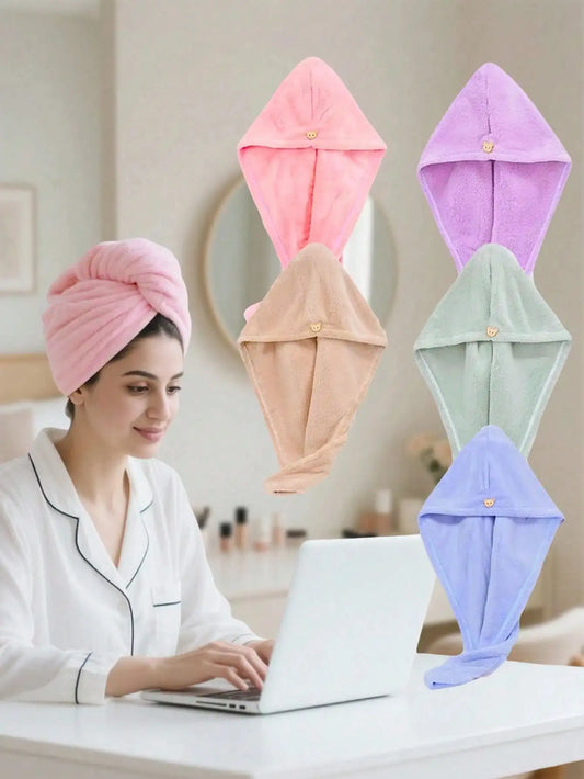Quick-Dry Coral Fleece Hair Towel Wrap