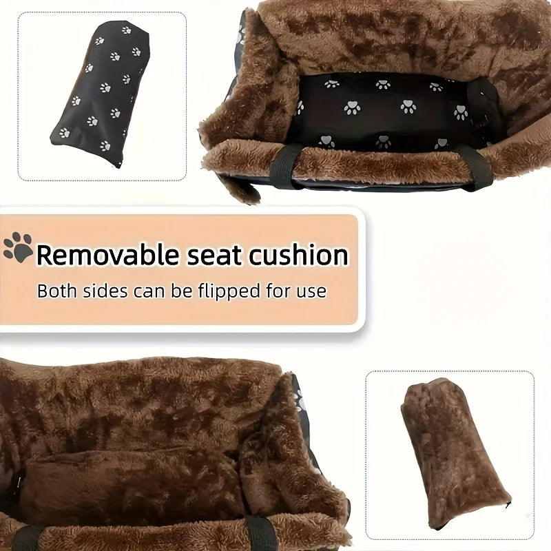 Fabric Dog Car Seat With Headrest Armrests And Portable Booster