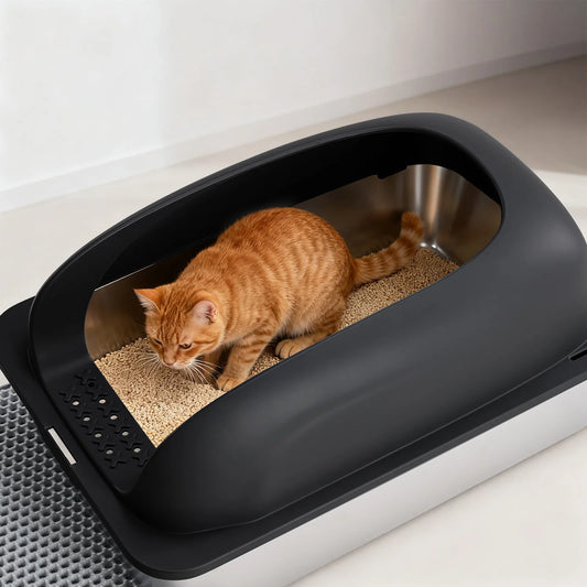 Stainless Steel Cat Litter Box with Lid and Scoop