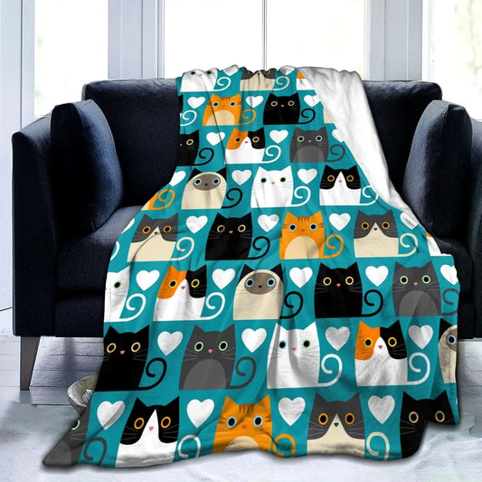 Soft Cozy Flannel Throw Blanket Lightweight For Cat Lovers