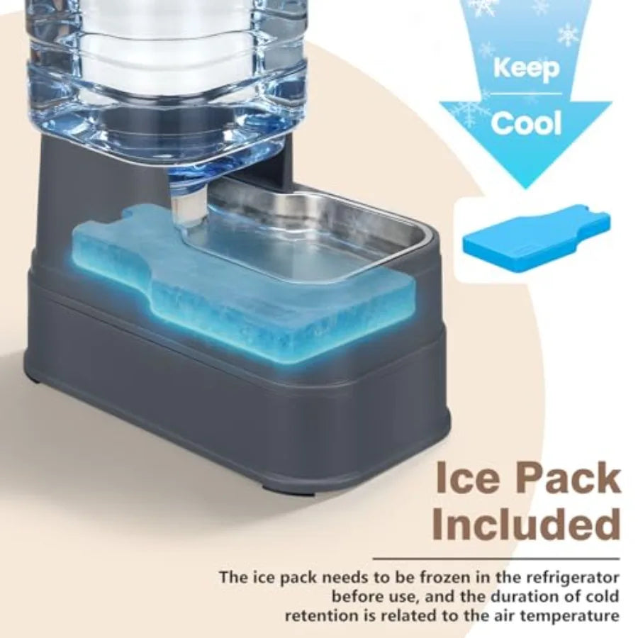 2.2 Gallon Pet Automatic Dog Water Dispenser Cat Gravity Waterer Feeder with Stainless Steel Bowl Large Capacity Puppy Feeding