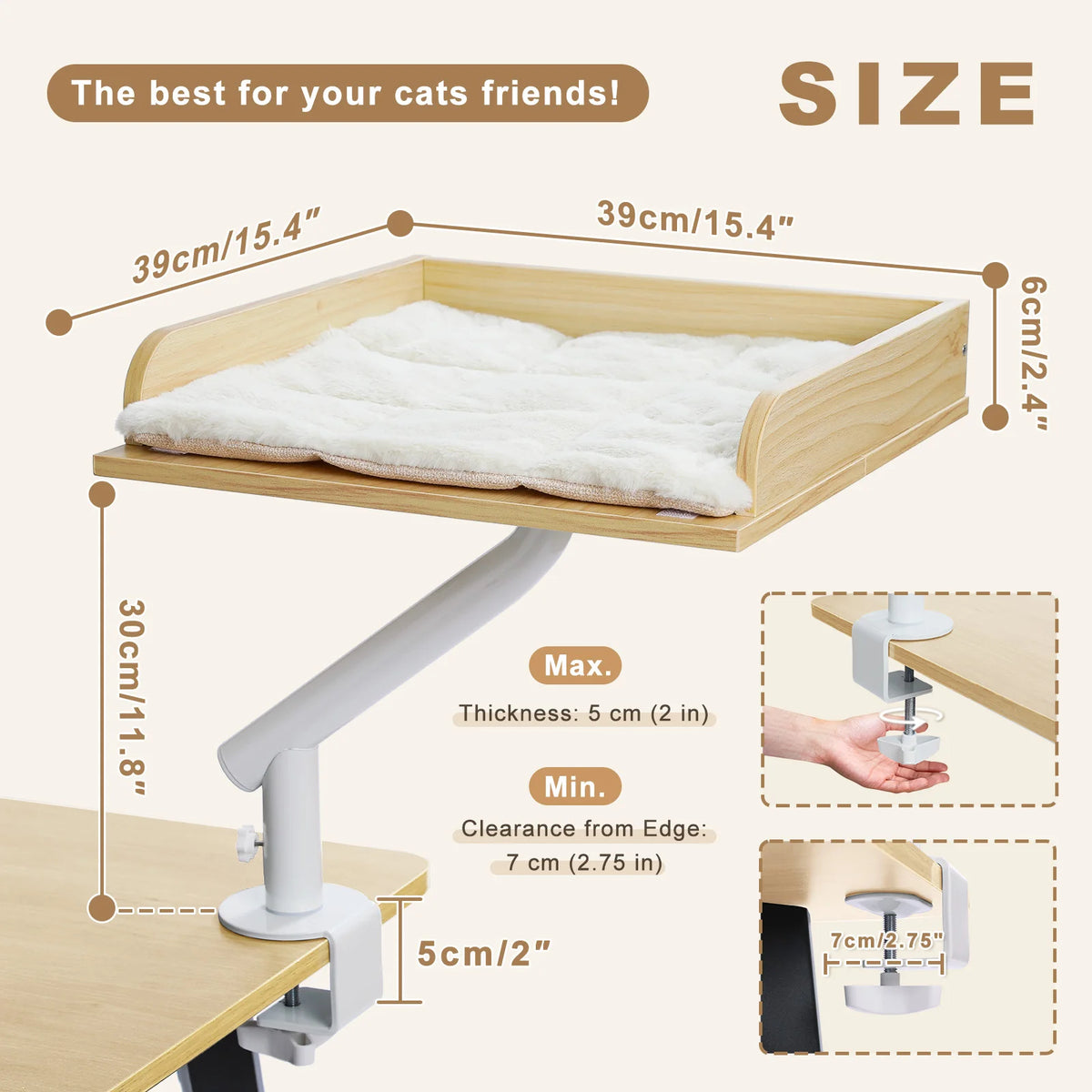 Clamp-On Rotating Cat Desk Bed
