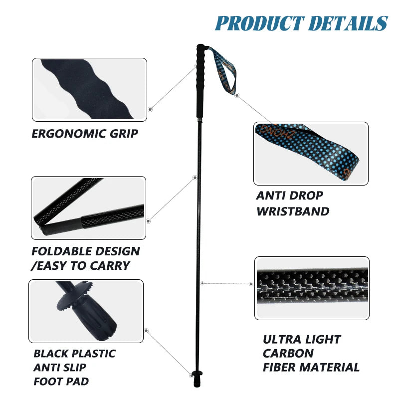 OKHEALING Local Carbon City Walking Sticks Carbon Fiber Trekking Poles