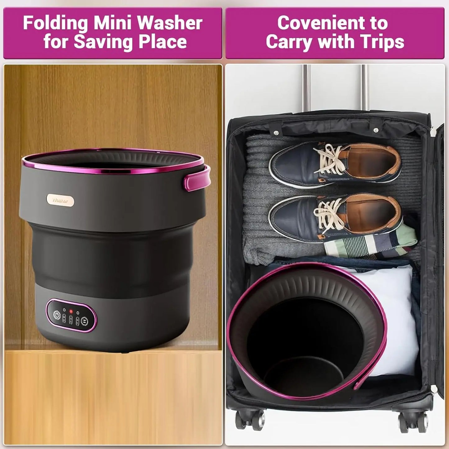 Acekool Portable Mini Washing Machine For Travel And RV Use