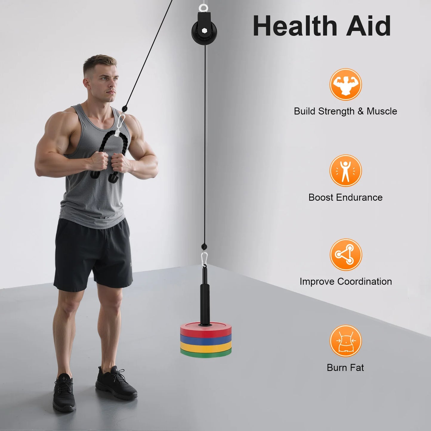 Home Gym Upper Body Cable Lat Pulldown System For Triceps
