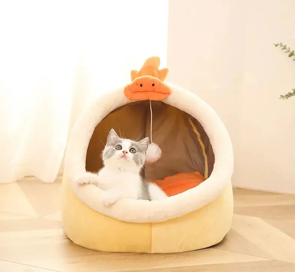 Cozy Cave Cat Bed With Soft Foldable Cushion Machine Washable