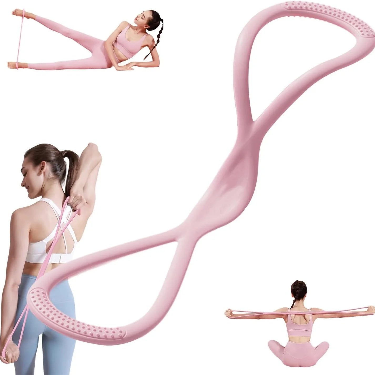 Figure 8 Resistance Bands with Handles Elastic Fitness Exercise Bands for Home Gym Yoga Workout