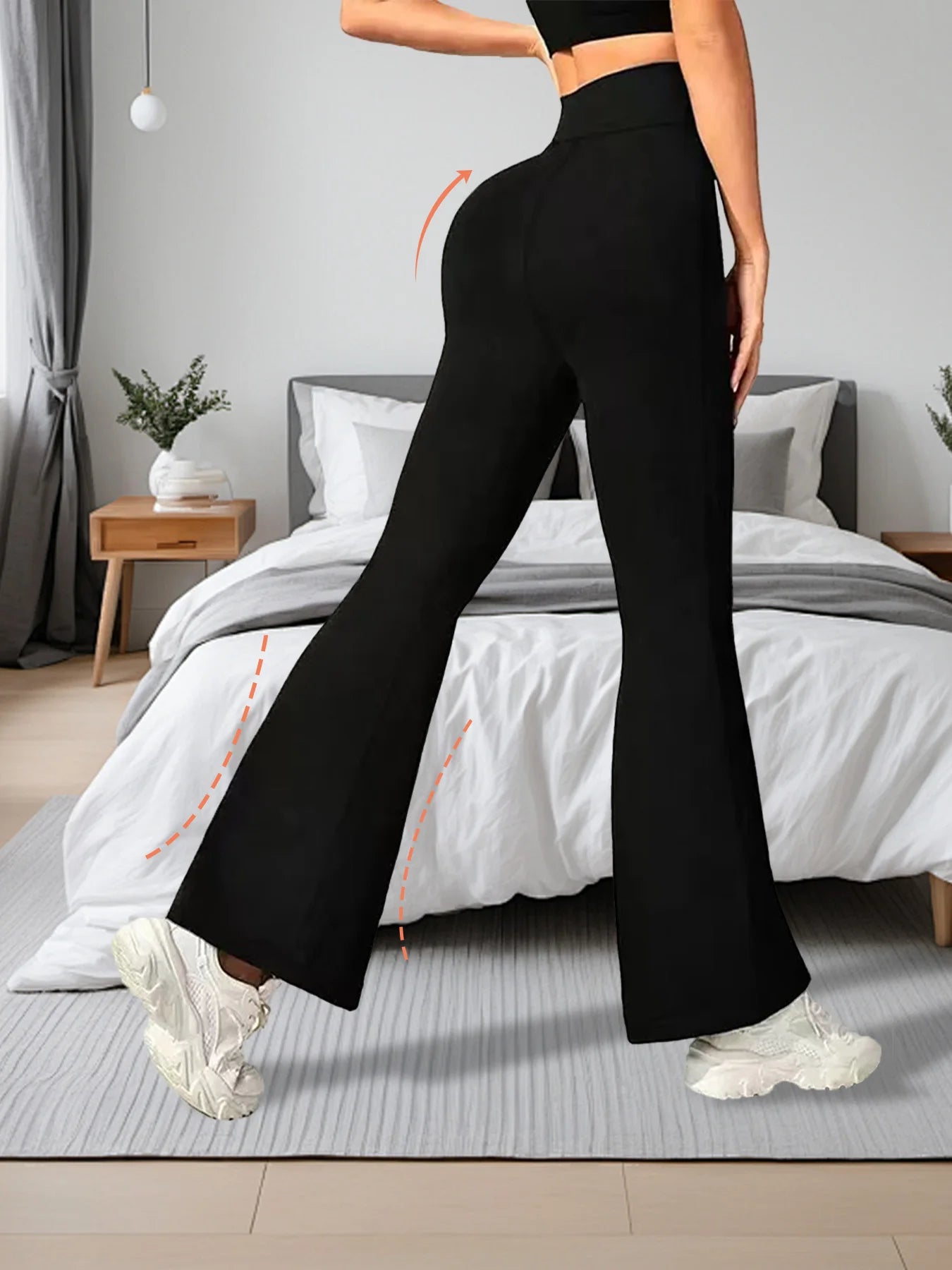 Women's High Waist Bell Bottom Pants Set Slimming Fit