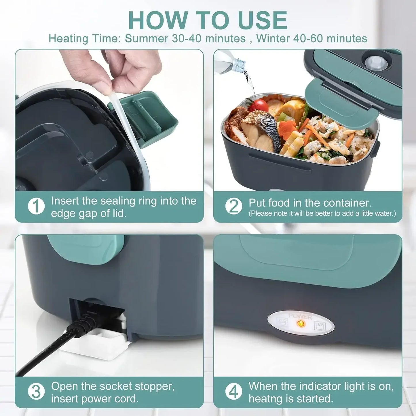 UPWORK Portable Electric Lunch Box Heater 60W Leak Proof