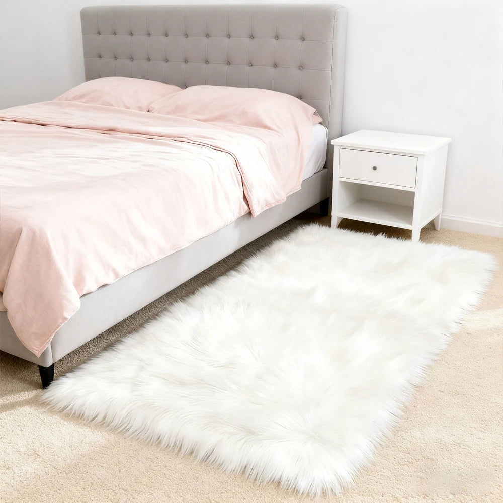 Fluffy Faux Fur Rug For Living Room And Bedroom Washable