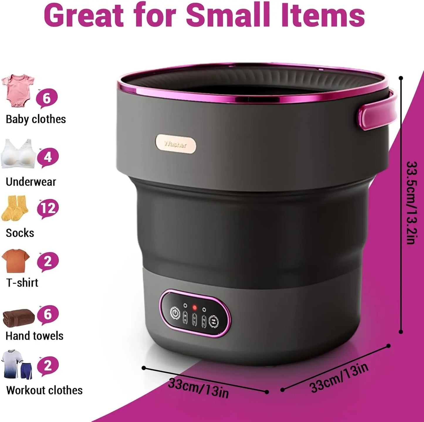 Acekool Foldable Portable Mini Washing Machine With 3 Wash Modes