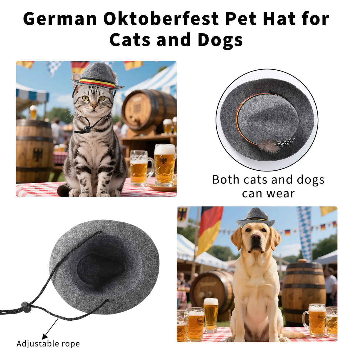 Bavarian Oktoberfest Costume Hat for Dogs and Cats