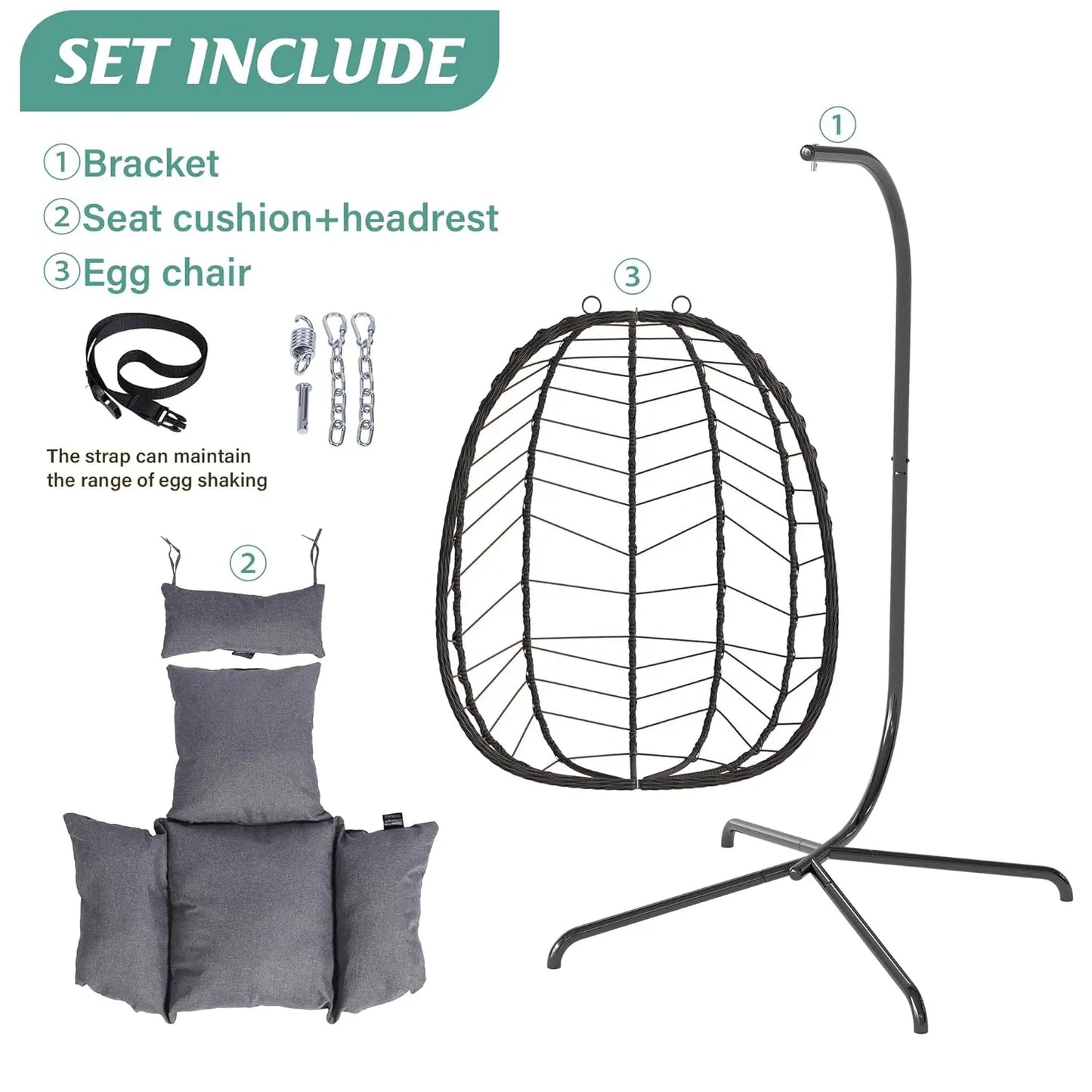 Egg Chair With Stand Outdoor Wicker Swing Chair Cushion