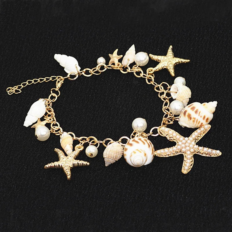 Rinhoo Ocean Style Conch Pendant Bracelet for Women Boho Charm