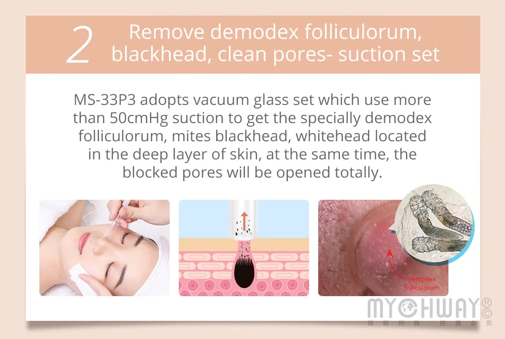 3 in 1 Skin Care Ultrasound Dermabrasion Beauty Device for Facial Cleaning