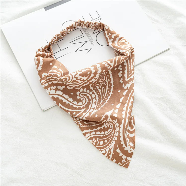 Summer Vintage Print Flower Beach Bandana Hair Scarf Fashion Elastic Rubber Headbands for Women Girl Hair Accessories