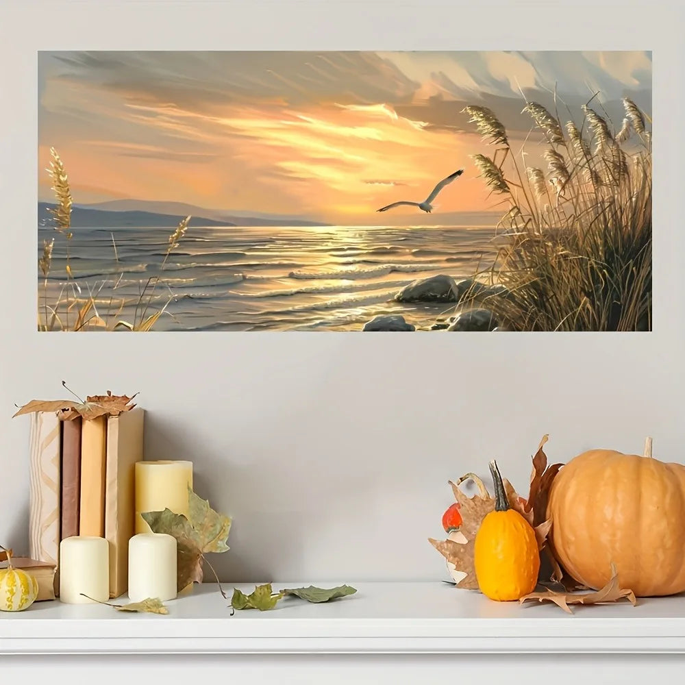 Sunset Beach Seascape Canvas Art Print For Interior Decor