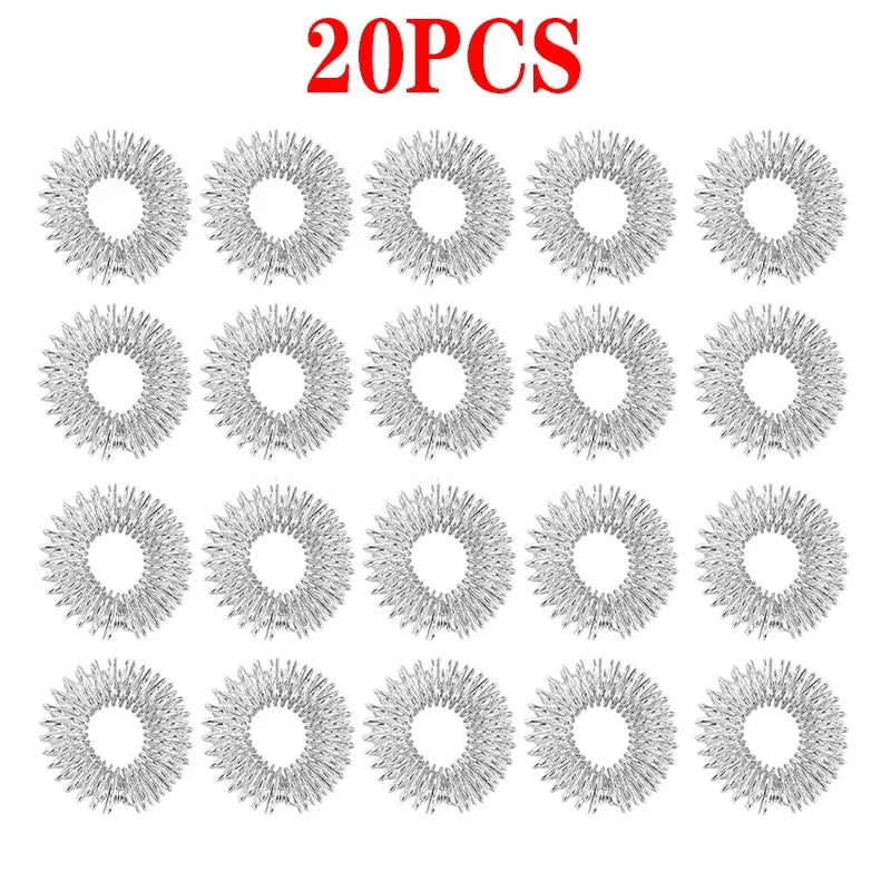 10/20pcs Hot Sale Finger Massage Ring Stainless Steel Relief Stress Promote Blood Circulation Body Massage Acupuncture Ring