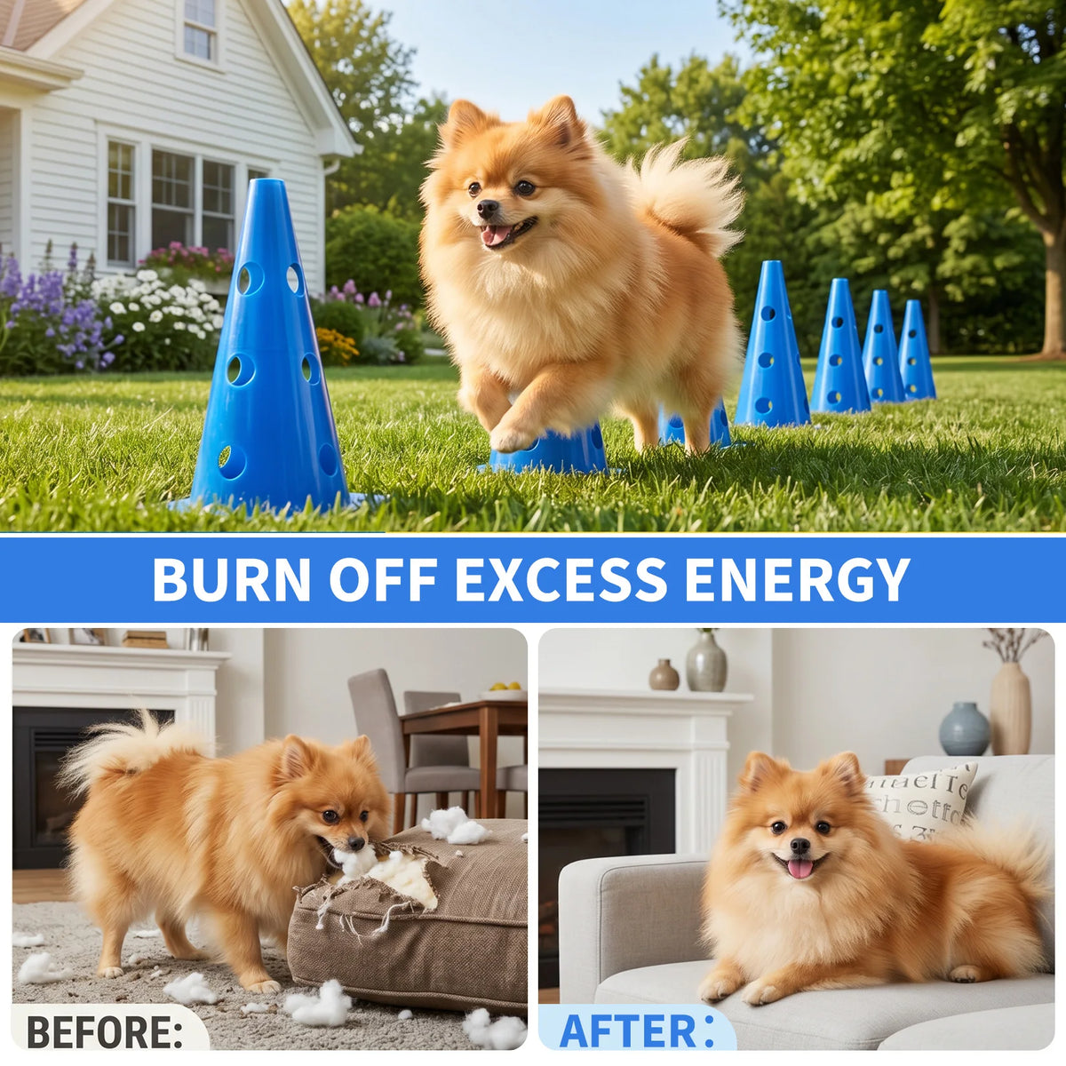 Dog Agility Training Set with Cones and Hurdles