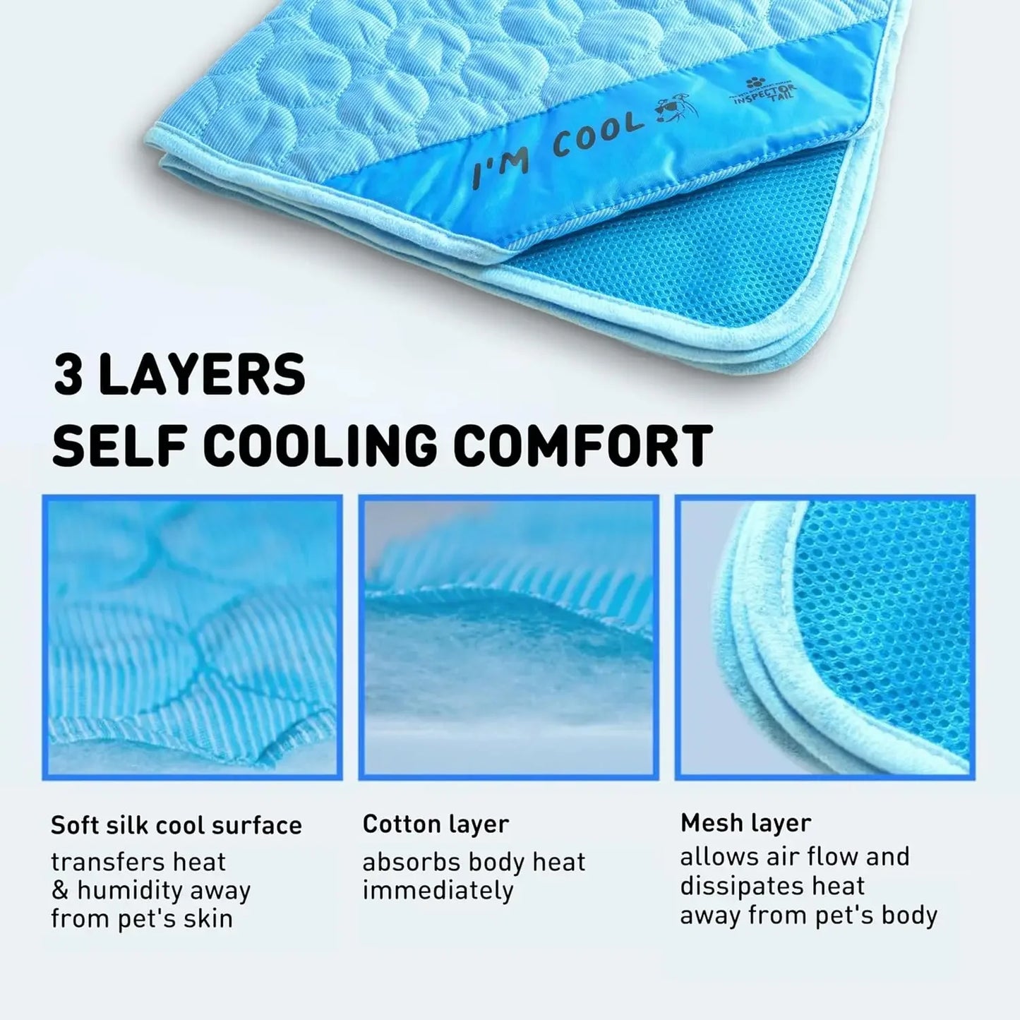 Dog Cooling Mat - No Freeze Needed, Self-Cooling Pad for Large Dogs, Washable Portable for Crate Kennel Car Sofa Bed Floor, Indo
