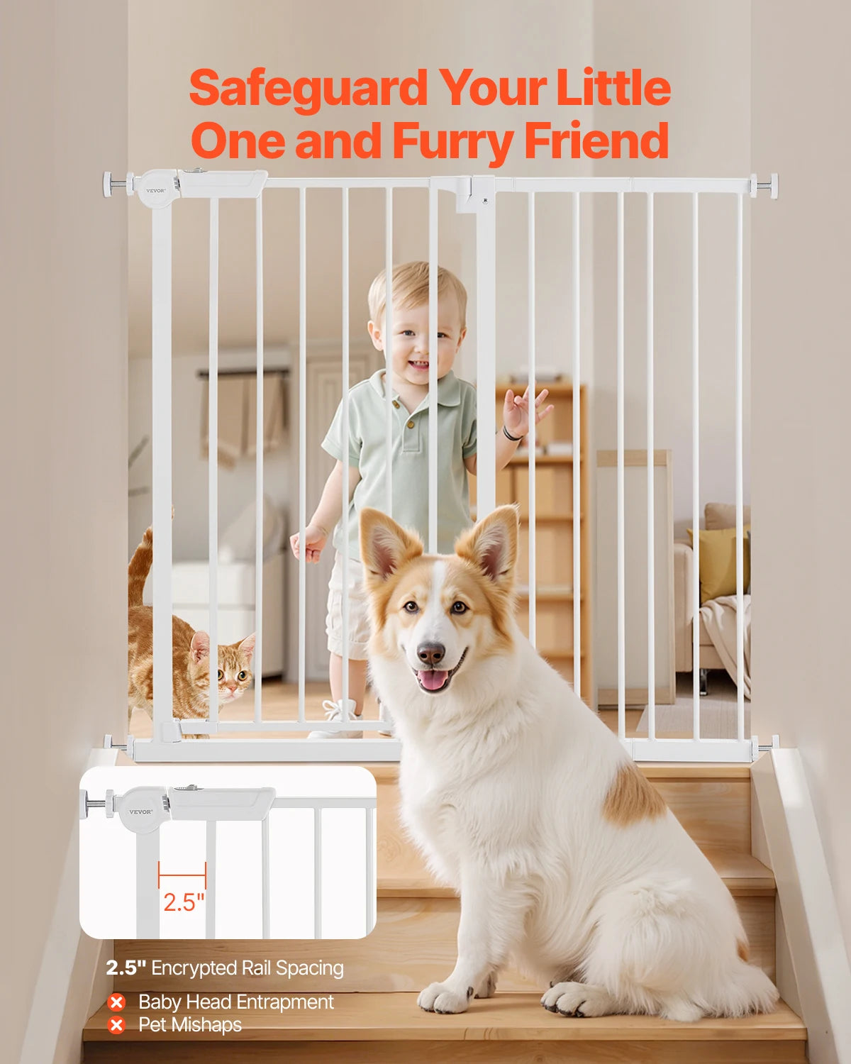 Pressure-Mount Walk-Through Pet and Baby Gate