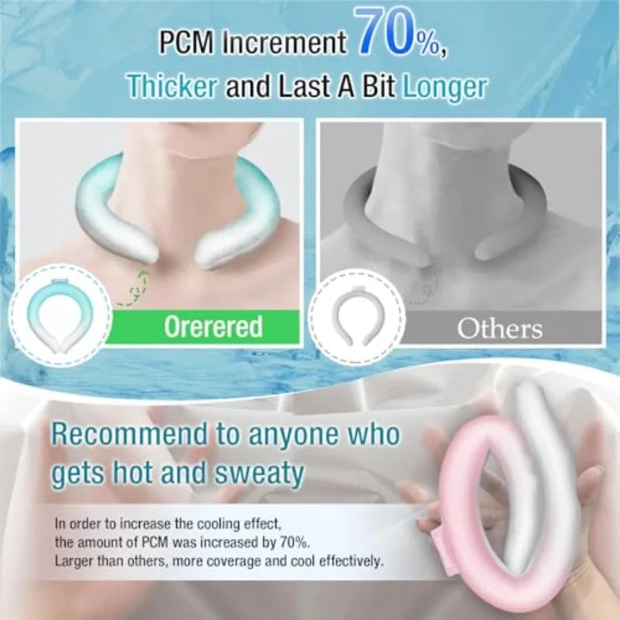 Neck Cooling Tube 70% Gel Increase Ice Ring Neck Cooler Wearable Body Cooling Products for Summer Outdoor Indoor Activities Rel