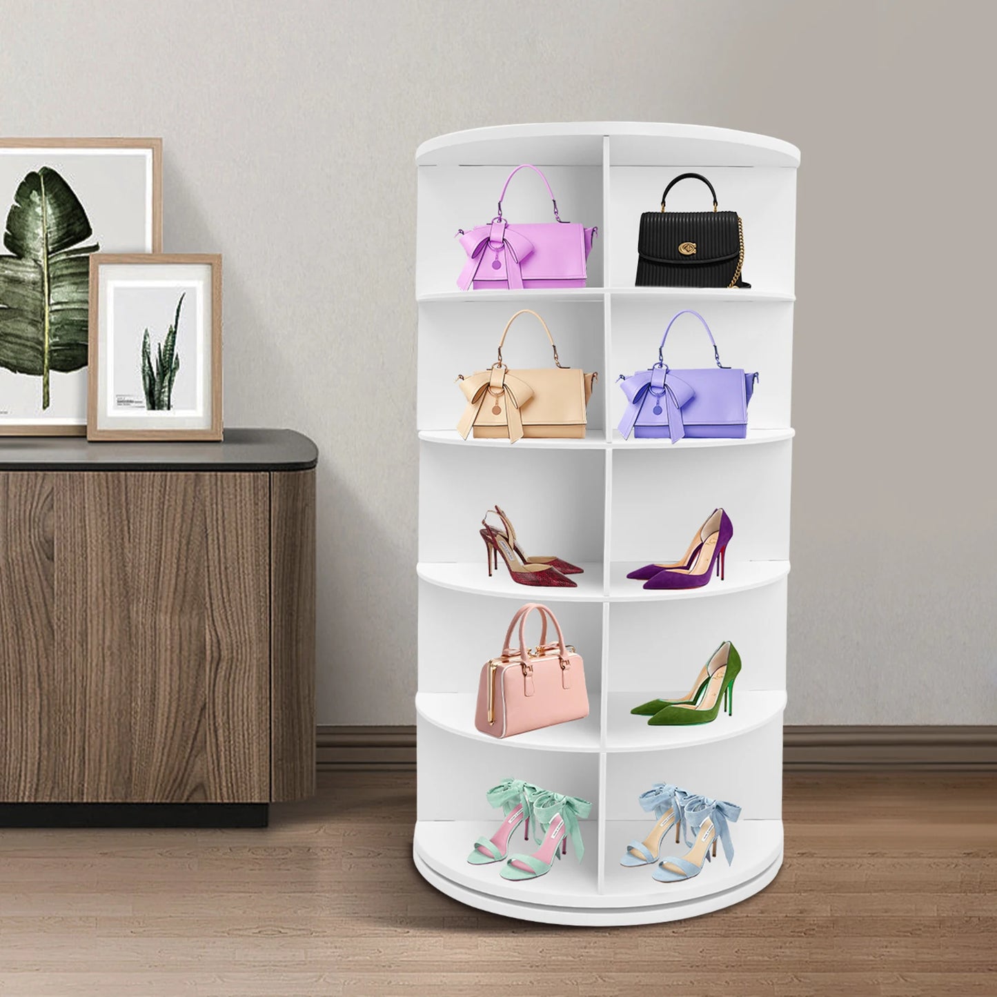 5 Tier 360 Degree Rotating Shoe Rack Organizer Space Saving