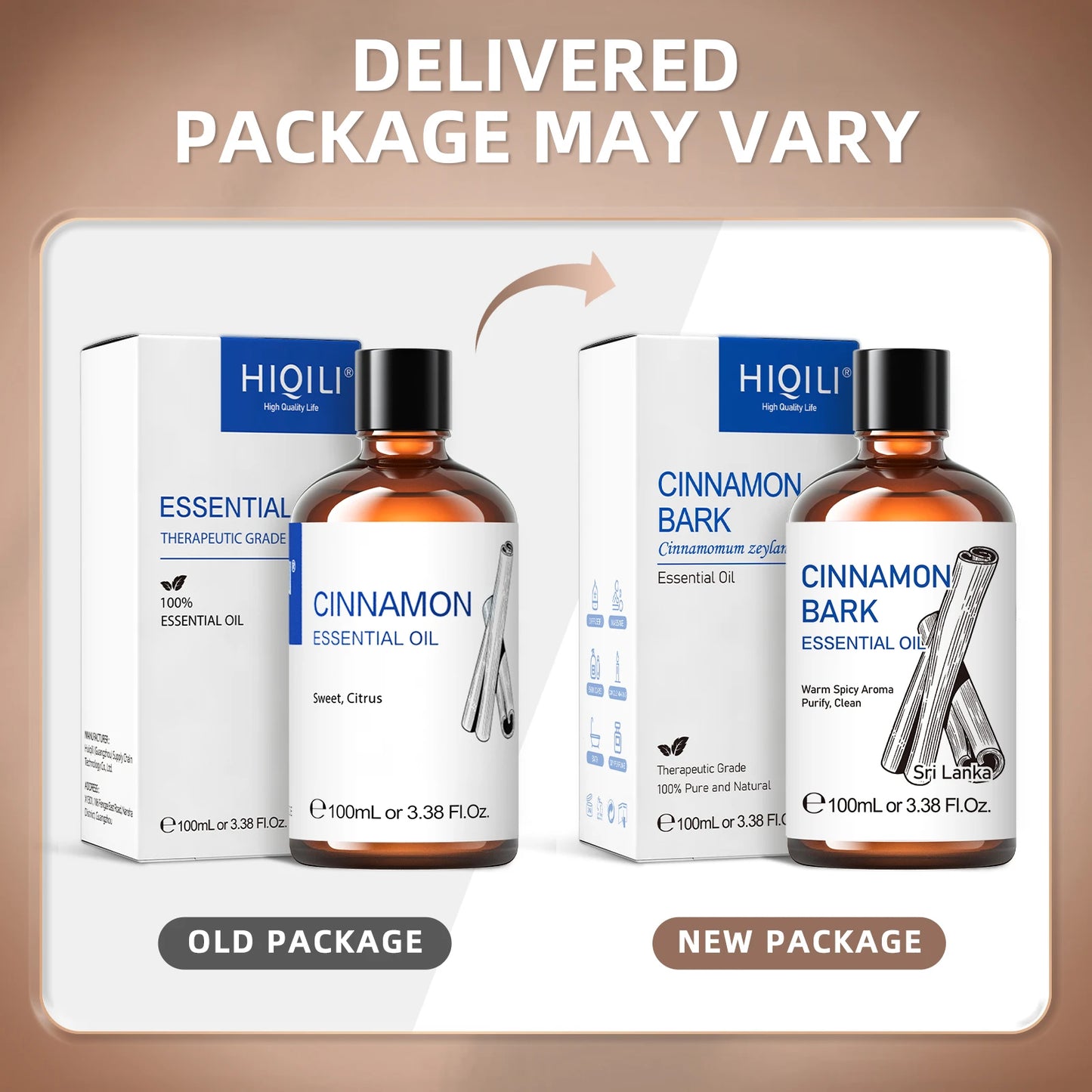 HIQILI Cinnamon Bark Essential Oil for Aromatherapy and Diffusers