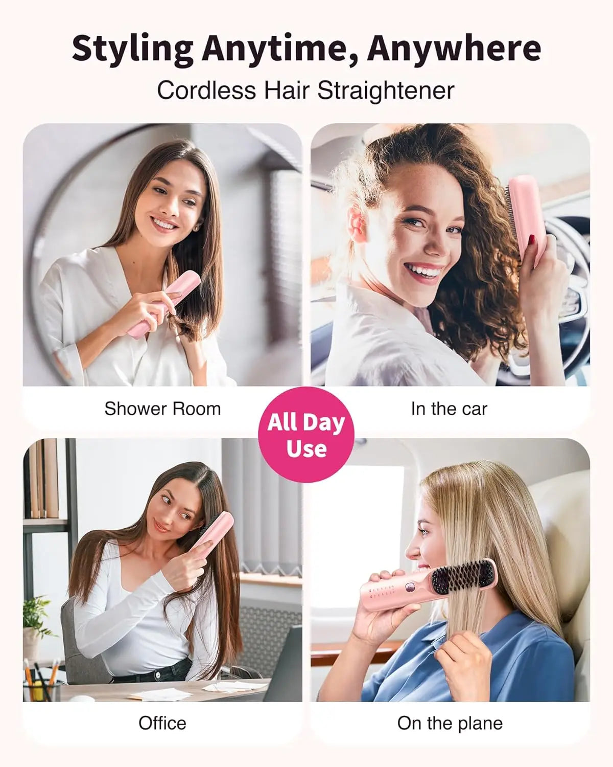 Cordless Negative Ion Hair Straightener Comb