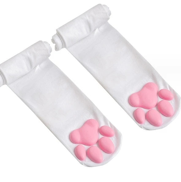 Cat Paw Pad Sock Striped Thigh High Socks Kitten Cosplay