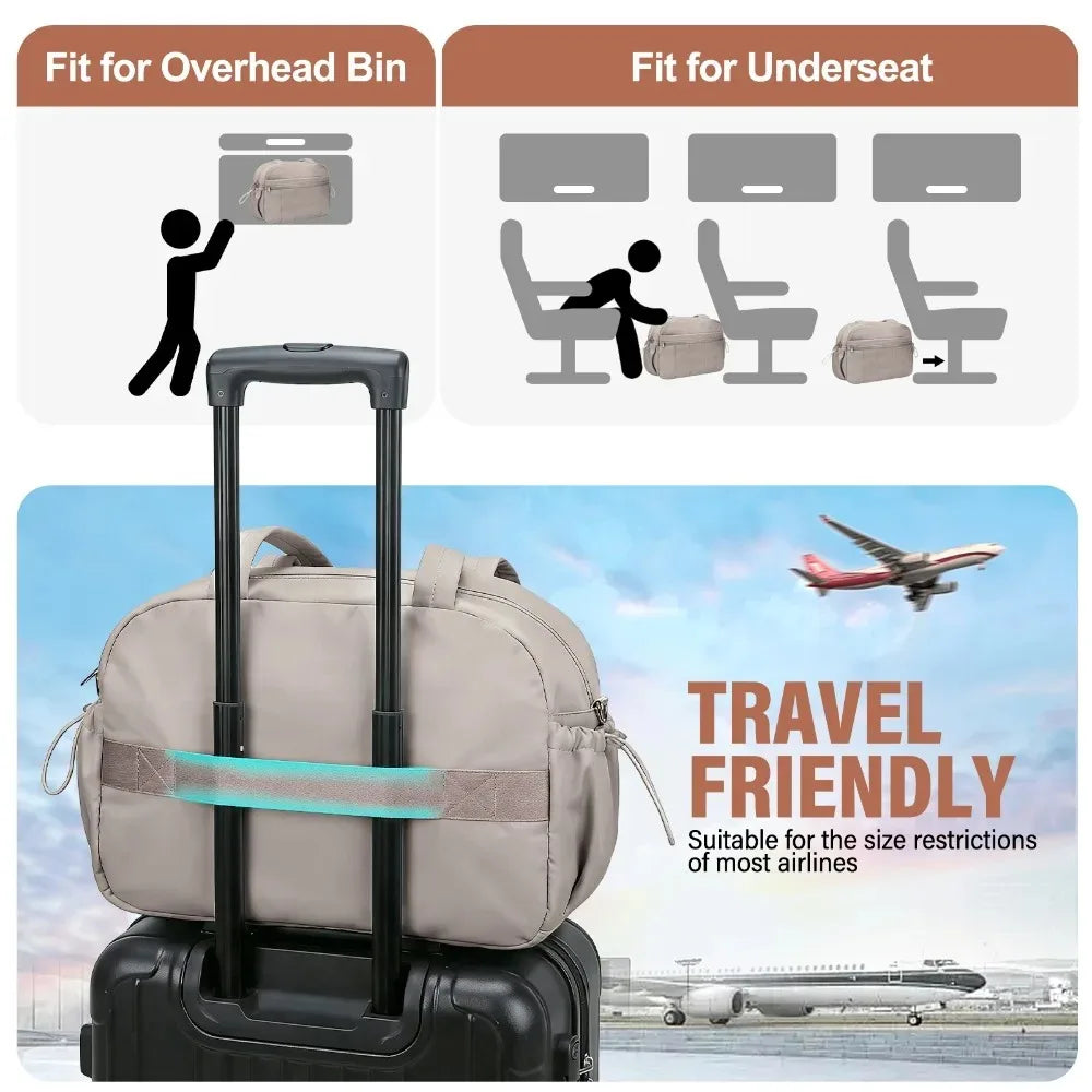 Travel Duffel Bag For Women Nylon Wet Pocket Lightweight Weekender