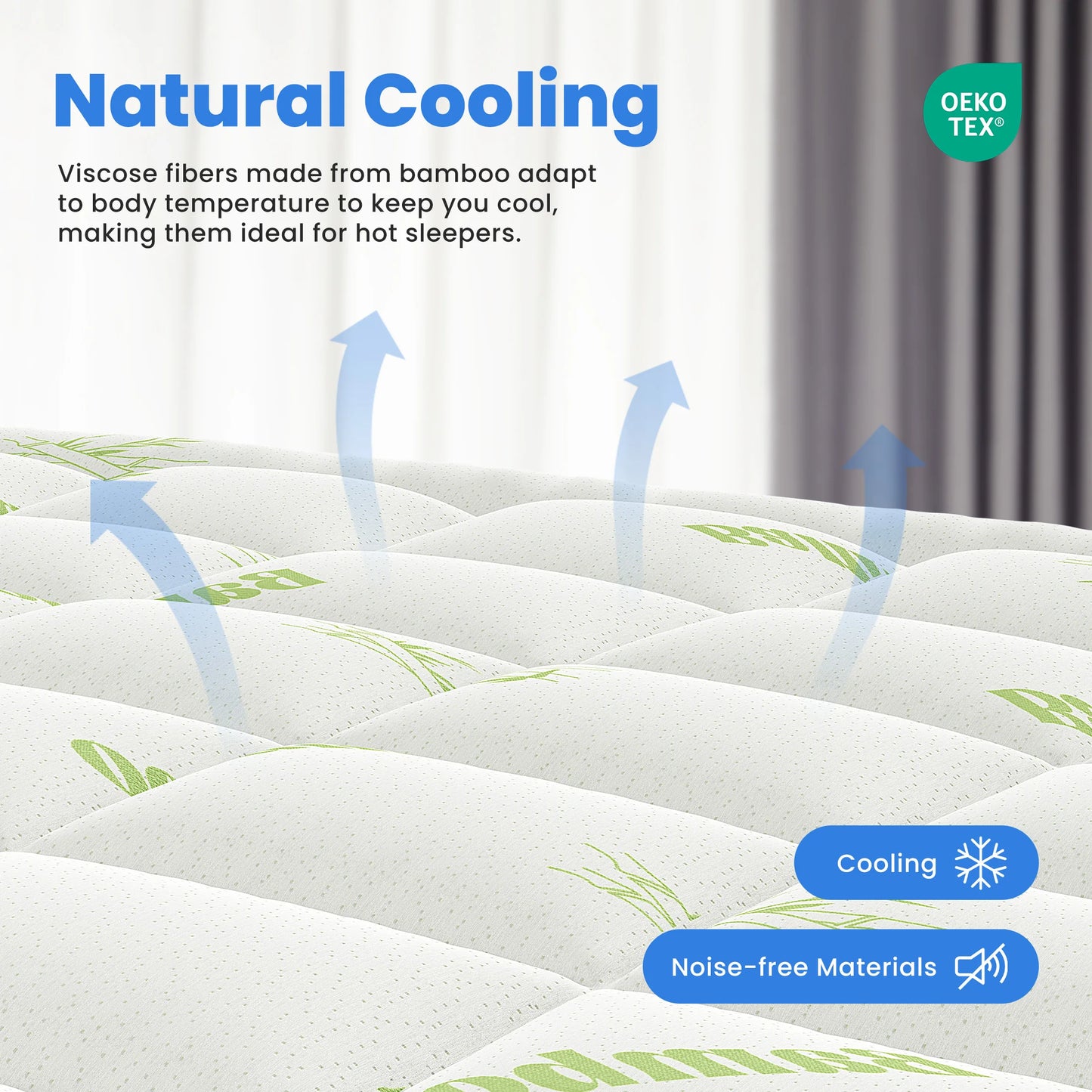 JHK Soft Mattress Topper Full Size Viscose Made from Bamboo Pillow Top Mattress Pad for Breathable Cooling Back Pain Relief
