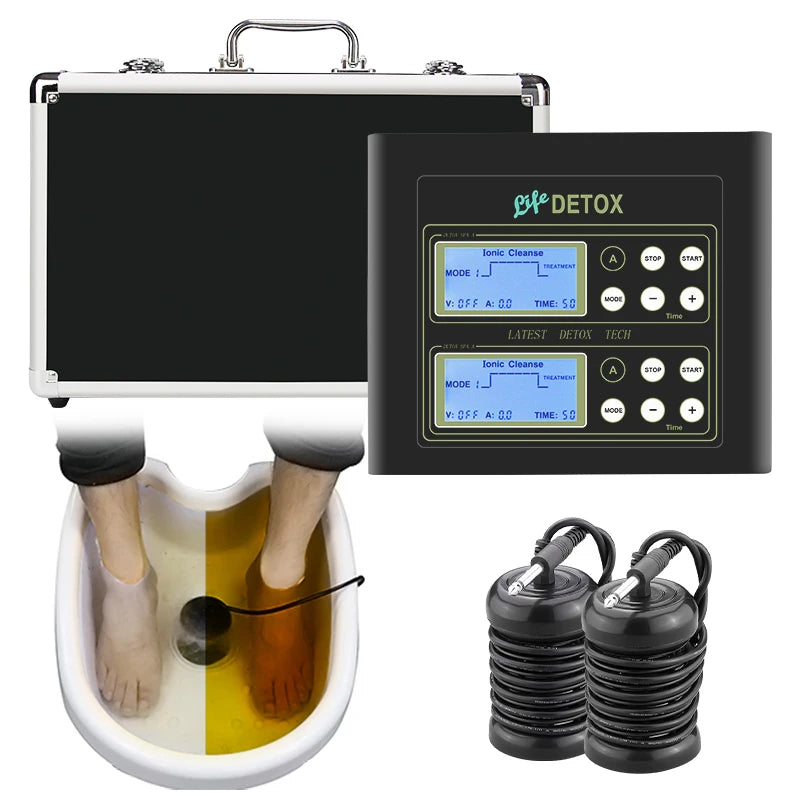 Salon Detox Spa Device Dual Ionic Foot Bath Detox Machine for 2 People Body Detox Sps Massage with Infrared Heating Waist Belt