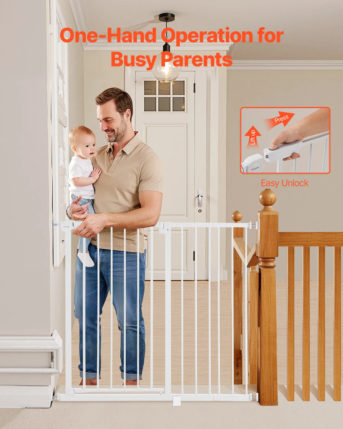 Pressure-Mount Walk-Through Pet and Baby Gate