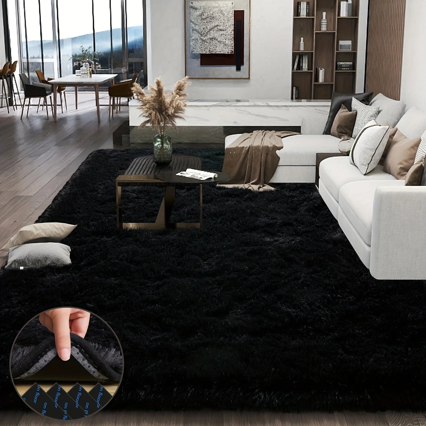 Geometric Plush Area Rug Ultra Soft Living Room Decor