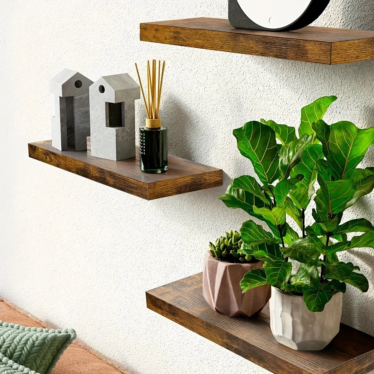 Wall Mounted Wood Shelf Bookshelf For Living Room Decor